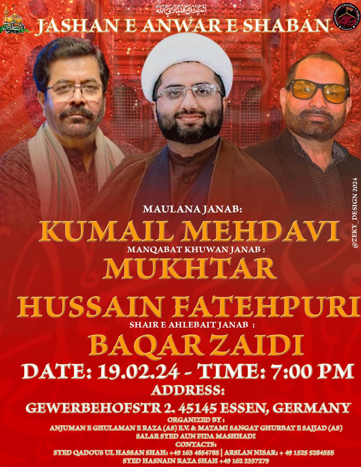 Jashan Anwar-e-Shaban, Mulana Kumayl Mehdavi and Mukhtar Fatehpuri,  Monday, 19th February 2024 at 7:00pm